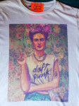 bijela pamučna majica s printom, vel. 36/38, "daft punk" Frida Kahlo