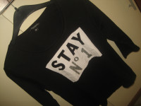 CRNA MAJICA S SREBRNIM NATPISOM I 3/4 RUKAVIMA VEL. M