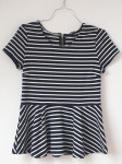 Plava peplum majica na bijele pruge 36