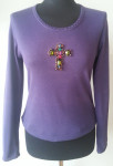 Ljubičasta svjetlucava majica sa križem 38 40