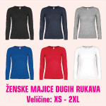 Nove ŽENSKE majice DUGIH rukava, ženski kroj, 6 boja & 6 veličina.