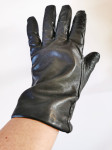 Crne tople podstavljene ženske rukavice od prave kože - kožne - L