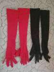 Duge rukavice - crvene, crne - 2 para