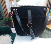 CRNA PLIŠANA TORBA  -  NOVO