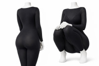 Valentinovski prozirni crni bodysuit – long sleeve, second skin