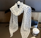 BIJELI LAGANI PROZRAČNI ŠAL NA CRNE TOČKICE - NOVO