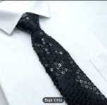 CRNA ŽENSKA KRAVATA S LJUSKICAMA - NOVO