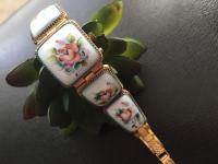 CHAIKA vintage sat narukvica 17 jewels oslikane porculan  pločice