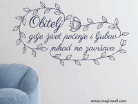 Naljepnica za zid s porukom o obitelji zlatna slova