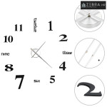 3D zidni sat moderni dizajn 100 cm XXL crni - Crna