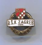 RŠK ZAGREB - nogomet, značka, emajl, "na papuču", prije WW2