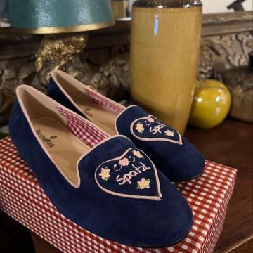 Balerinke od prave kože s vezom i ružičastim obrubom. Novo!