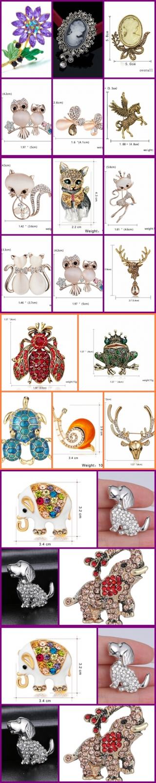 NOVI BROŠ S CIRKONIMA RAZNI MOTIVI ŽIVOTINJE CVIJEĆE ITD.