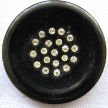 BROŠ Crni - okrugli sa kristalima SAND-2