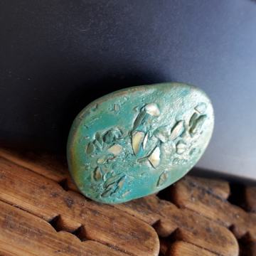 Srebrno-tirkizni keramički broš unikat