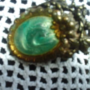 Zeleni broš filigran bakar-keramika UNIKAT