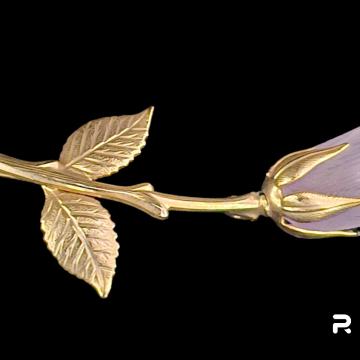 VINTIĐ - AVON - pozlačeni broš s cvijetom nježno ljubičaste ruže