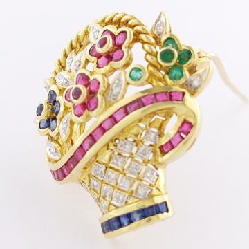 ZLATNI BROŠ KOŠARICA S CVIJEĆEM 18K (750) 7,67g NOVO • GOLD SHOP •