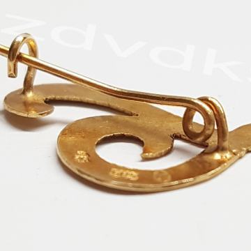 ZLATNI STARI BROŠ, ZLATO 14 KARATNO, ČISTOĆE *585 i PEČAT KUKURUZ