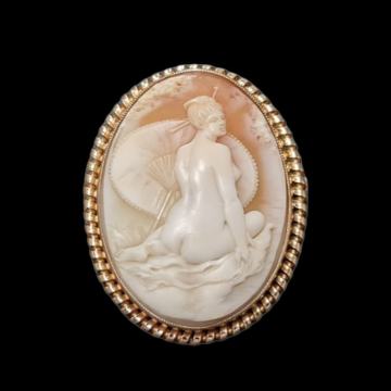 ZLATNI CAMEA BROŠ 15,22g 14K / R1, RATE !