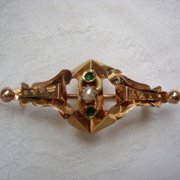 ZLATNI BROŠ - BIEDERMEIER GOLD BROOCH 585