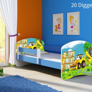Dječji krevet ACMA s motivom, bočna plava 140x70 cm  20 Digger