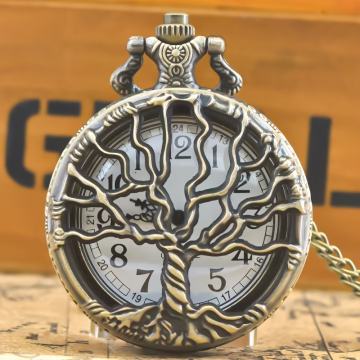 Kreativni 3D džepni sat s reljefom drveta,kvarcni sat, vintage