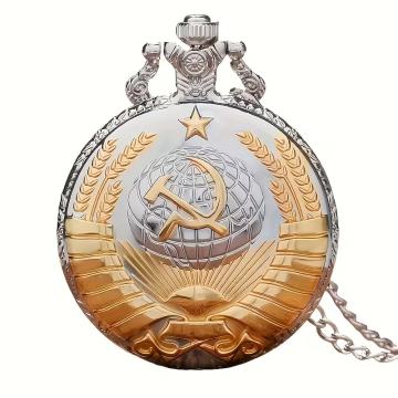 Muški džepni sat sa zlatnim lancem - kvarcni mehanizam