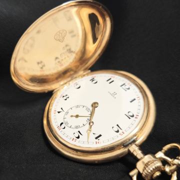 ZLATNI DŽEPNI SAT OMEGA, .585 (14K)/ R1, RATE!