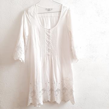 Bijela ljetna haljina tunika boho izvezeno 36 38