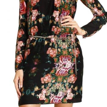 Crna cvjetna haljina 100% svila Patrizia Pepe 36