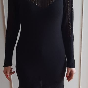 Crna knit zimska haljina viskoza 36 38