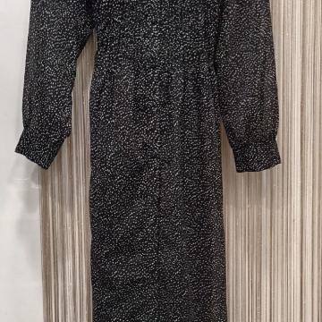 Crna midi haljina dugi rukav 38 40 novo