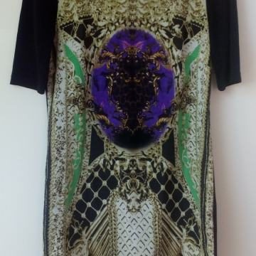 Crna uska haljina print 36 Novo