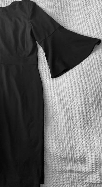 Crna M haljina ispod koljena VJEČNA leptir rukav ugodna NOVO