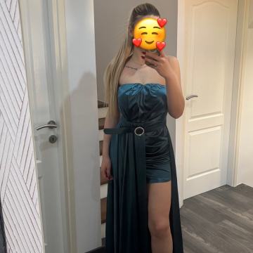 Duga zelena svečana haljina