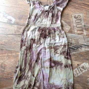 Sivo / zeleno / ljubičasta haljina 34