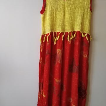 Haljina bez rukava žuto crvena duga Novo