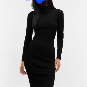 Haljina crna sa visokim ovratnikom, vel M