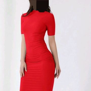 Haljina crvena kratki rukav, veličina L