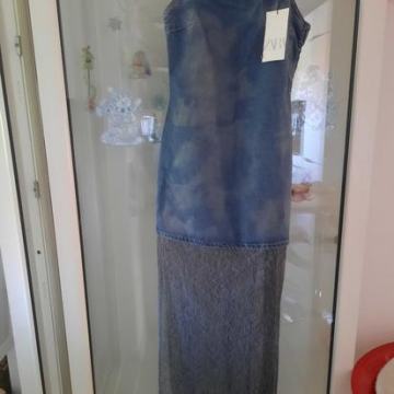 Jeans haljina s čipkom XS NOVO s etiketom