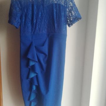 Midi kraljevskoplava uska maturalna haljina S