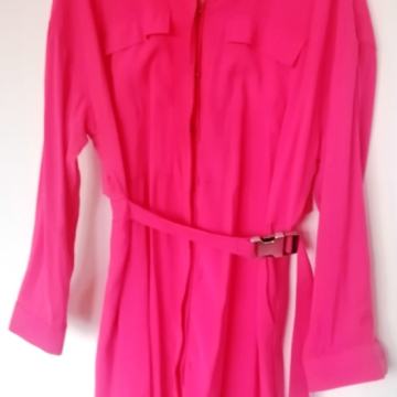 Ružičasta košulja haljina s pojasom