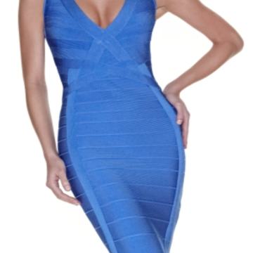 Plava sexy bandage Herve Leger haljina 36