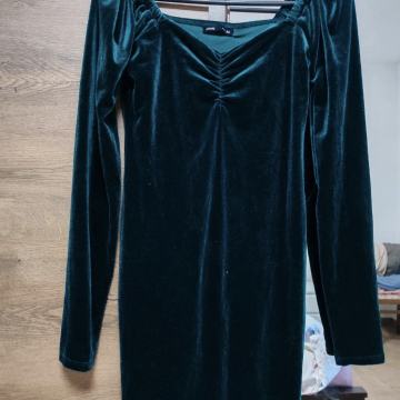 SMARAGDNO ZELENA PLIŠANA HALJINA SVE VELIČINE - NOVO