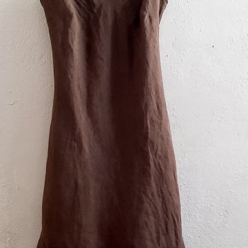 Smeđa ljetna haljina od lana 34