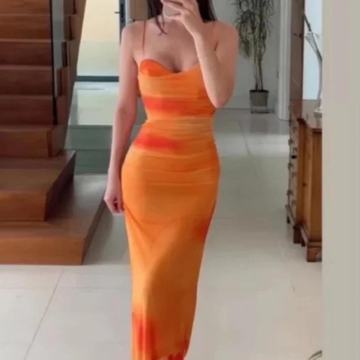 Zara narančasta midi haljina