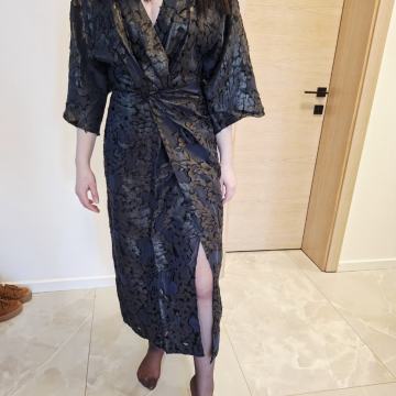 NOVA Zara svečana midi smeđe zlatna haljina, vel.S