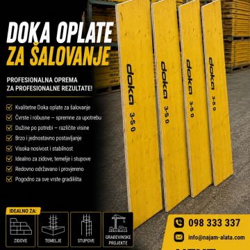 Najam Doka žute oplate za šalovanje  - Zagreb i okolica - 0,50€/m2