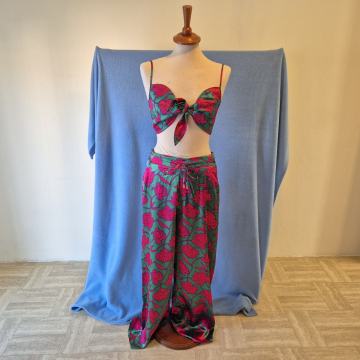 Ljetni cvjetni komplet top i duge široke hlače, Sinsay, vel. M
